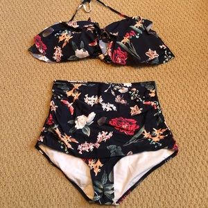 Cocoship Highwaisted Ruffled Bikini Set